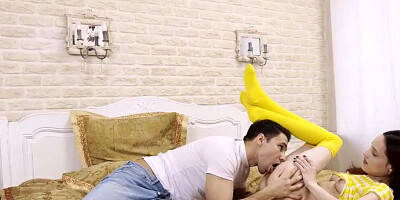 Petite girl Mia Sanders sits on a hard cock and rides it