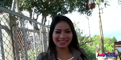 Thai cuties in braces gets fucked in the pussy from a nice white cock that picked her up on streets