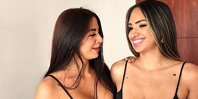 Two remarkable babes sharing a horny lad in this 3some