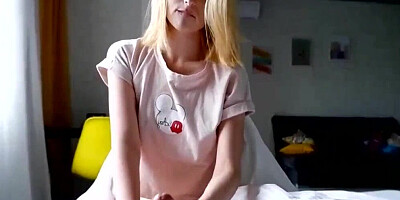 Splendid amateur blonde sits on a hard cock and rides it wildly