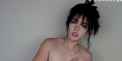 Pretty girl makes lovely facial expressions while playing with dick
