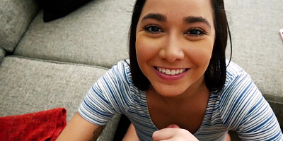 A hot babe with a nice pussy is getting her hands around a big cock