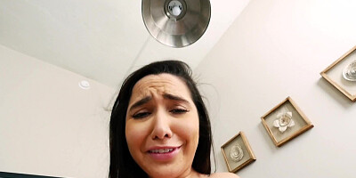 A hot babe with a nice pussy is getting her hands around a big cock