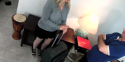 He pumps the stepdaughter full of cum after cumming in wife's ass