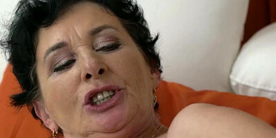 Slutty mature woman is fed with semen after being fucked