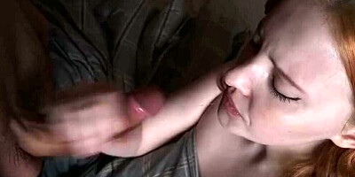Stepbrother caught his sister jerking off and fucked her in her mouth and pussy