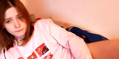 Sweet webcam girl shows her juicy cherry and nice feet