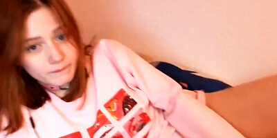 Sweet webcam girl shows her juicy cherry and nice feet