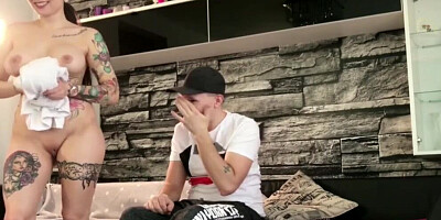 GERMAN SISTER CAUGHT STEP BRO WATCH PORN AND HELP WITH FUCK