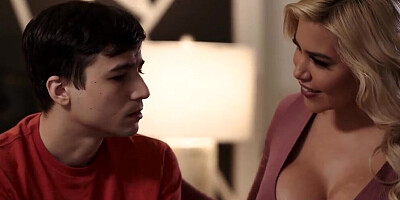 Ricky Spanish rides Caitlin Bell's big tits while she rides him