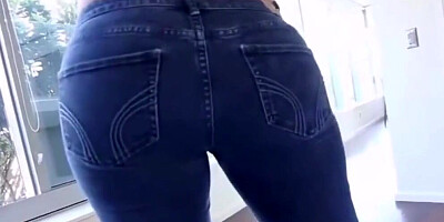 Blowjob big ass teen stepsister fucked through hole in jeans pov