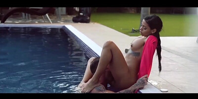 XXX SHADES - Latina with big booty Canela Skin loves hardcore pool sex