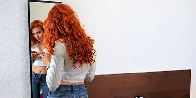 Big ass redhead angel is passionate about giving oral pleasure to her boyfriend