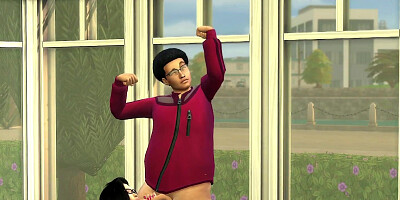 Nerdy guy fucks some busty MILFs in this 3D sex cartoon