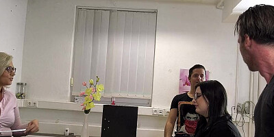 German female Teacher show Curvy Teen how to Suck in Threesome