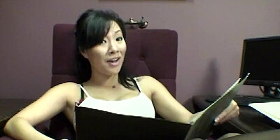 Dirty Asian secretary has a foot fetish