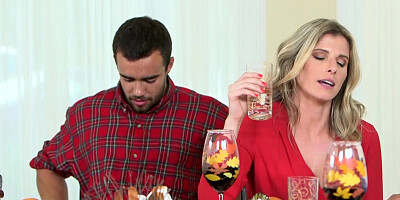 Chubby blonde blows daughter's boyfriend and gets fucked by him