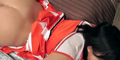 HORNY BIG TITTED CHEERLEADER CREAMS ALL OVER STEP DADS COCK