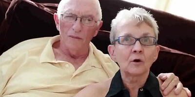 Naughty granny is fucking with another man next to her cuckold husband