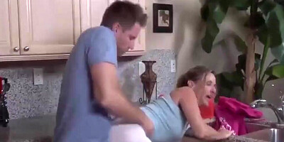 Chum jumps on his stepmom Julia Ann and fucks her in the kitchen