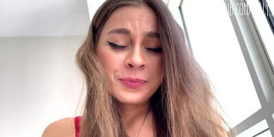 Sex with lady in red with big tits in POV