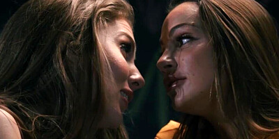 Two girlfriends are engaging in lesbian intercourse and pussy eating in a classroom