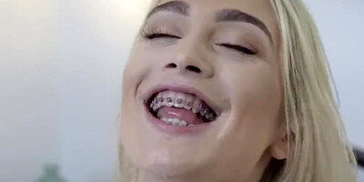 BraceFaced - Cute Blonde with Braces Sucks Huge Cock