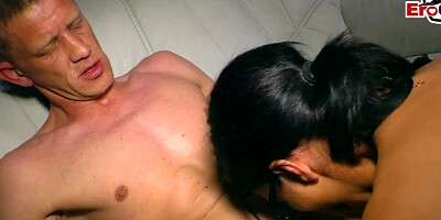 German busty mature housewife with glasses in her first amateur porn