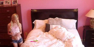 SPYFAM Step Dad Catches Blonde Using Moms Dildo