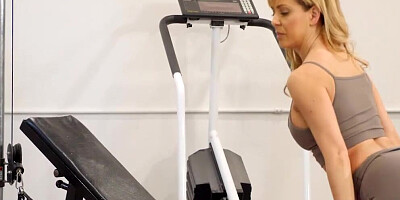 Cherie DeVille blows her fitness instructor and rides his cock
