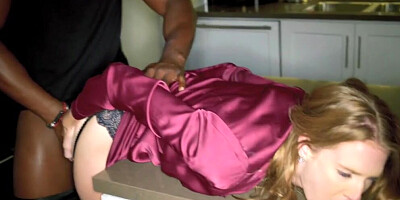 Black man drills the petite girl's cunny with great ferocity