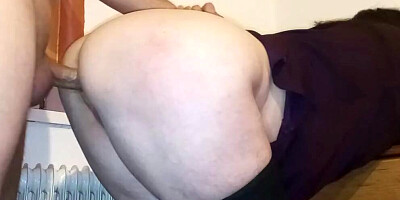 Amateur mature bends and gets fucked in a doggystyle position by her stepson