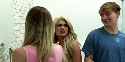 Stepbrother Says, I'm gonna come and fuck you both with my jack towel