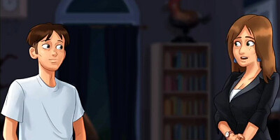 Summertime saga landlady keeps showing her huge boobs - gameplay part 22