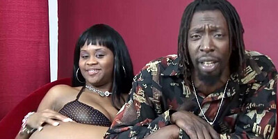 A sexy dark haired ebony from Germany gets her pussy pleased