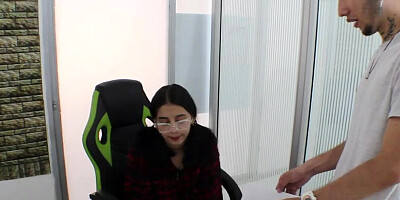 Teach my slutty stepsister how to fuck and she sucks my cock