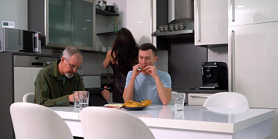 Stepmom Her Tits While Dad Watching Ipad - Dolly Diore