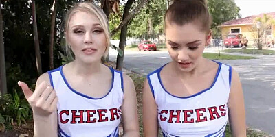 A Cheerleaders sharing coaches hard cock in a foursome slut fest