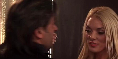 Blonde milf Stacey Saran is dressed up as a police officer in sexy fishnets and then fucked hard