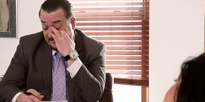 Busty brunette polishes big cock and pushes it between those tits