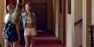 Naked Guy With A Huge Cock Fucks Three Girls