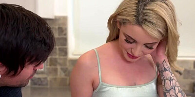Jucy blonde seduces brother's friend and fucks with him passionately