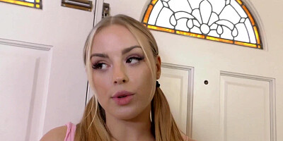 Delicious blonde girl gets her pink pussy pumped and filled with man juice