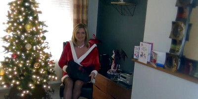 Naughty blonde MILF talks dirty while showing those natural tits