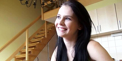 Juicy brunette Timea Bella is filmed by her man while fucking