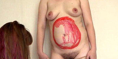 Horny chubby MILF is drawing on her naked cougar girlfriend