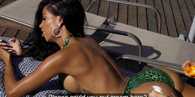 Big ass Latina MILF Canela Skin slams her booty on huge big dick