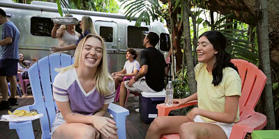 Outdoor BBQ sex for curious Juliette Mint