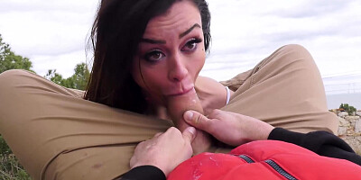 Outdoor fuck scene with a brunette that gets NASTY