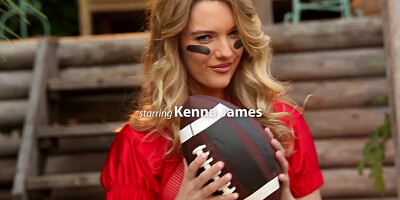 Football player encourages herself by masturbation